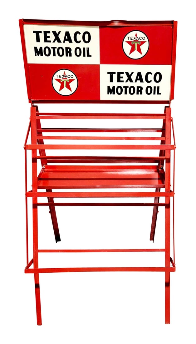 Texaco Motor Oil DST Display Rack w/ Sign "White T" (1 of 3)