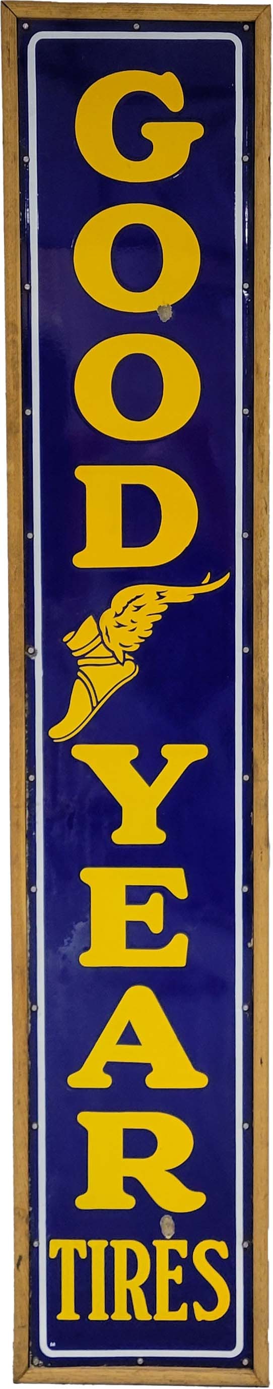 Goodyear Tire Single Sided Porcelain Sign w/ Wood Frame (1 of 2)