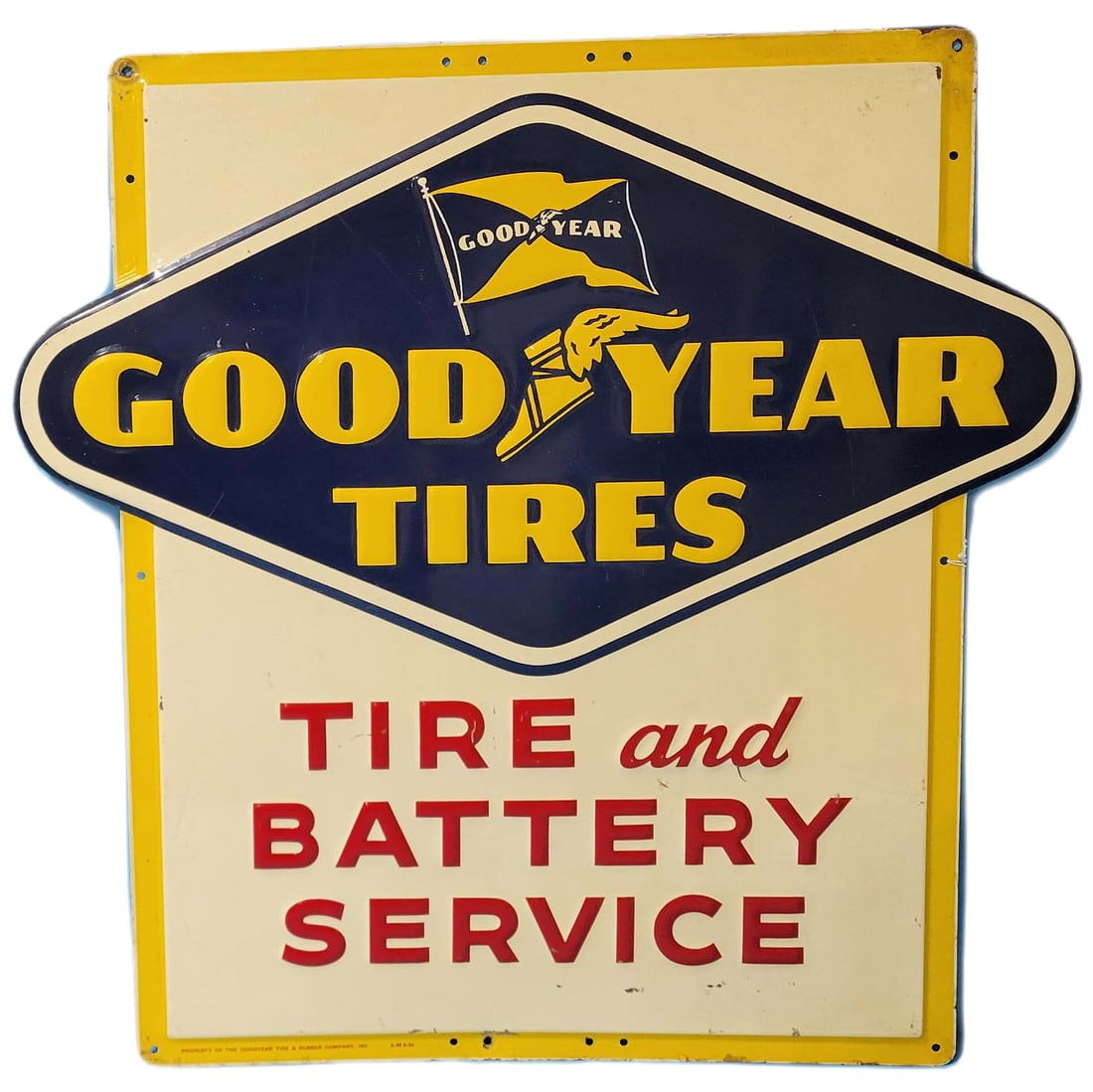 Goodyear Tires "Tire and Battery Service" Embossed Metal Sign (1 of 3)