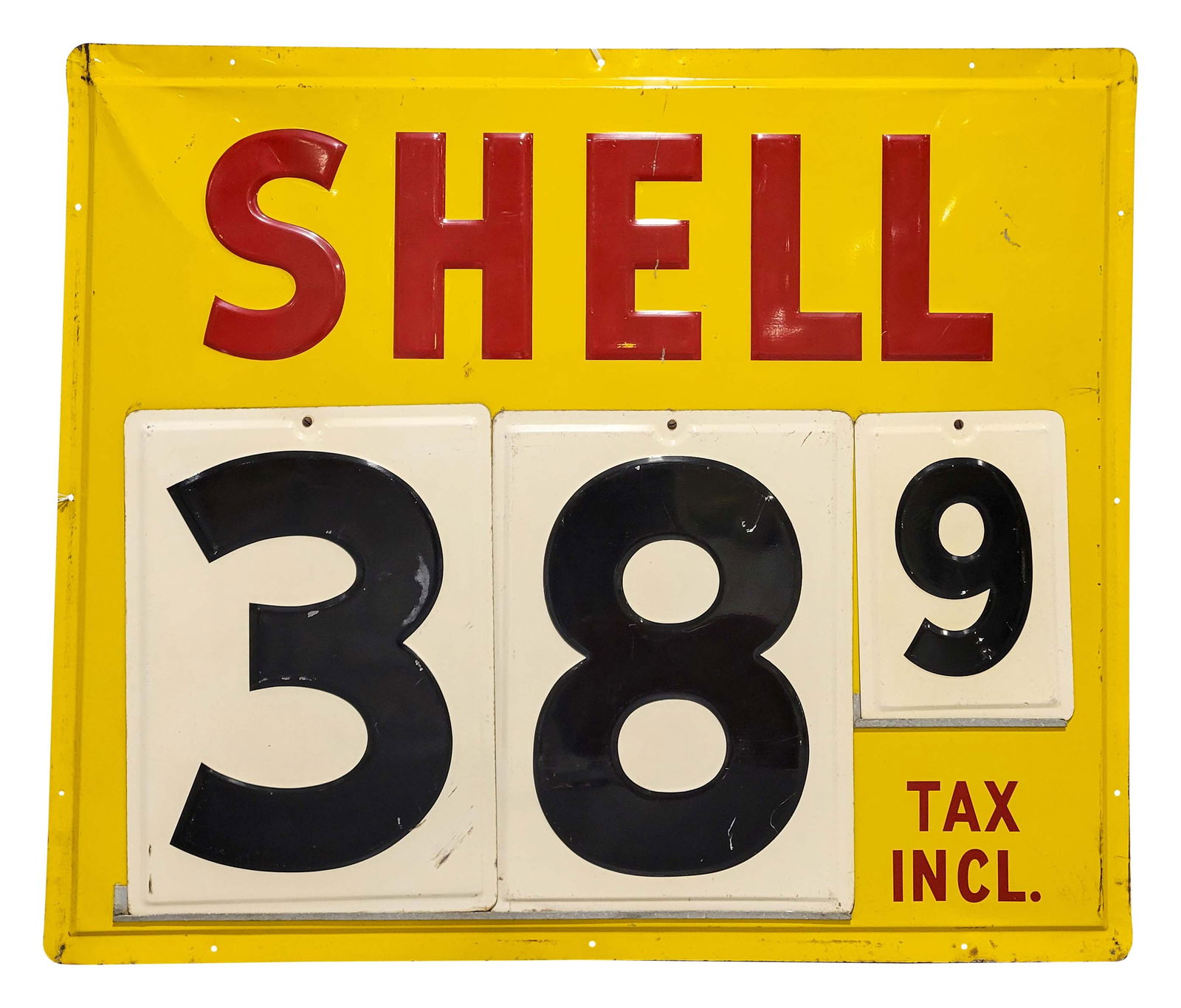 Shell Gasoline Embossed SST Pricer Sign (1 of 2)