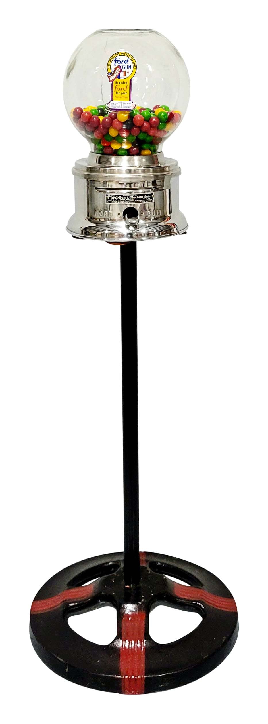 Ford 1 cent Gum Machine on stand (1 of 2)