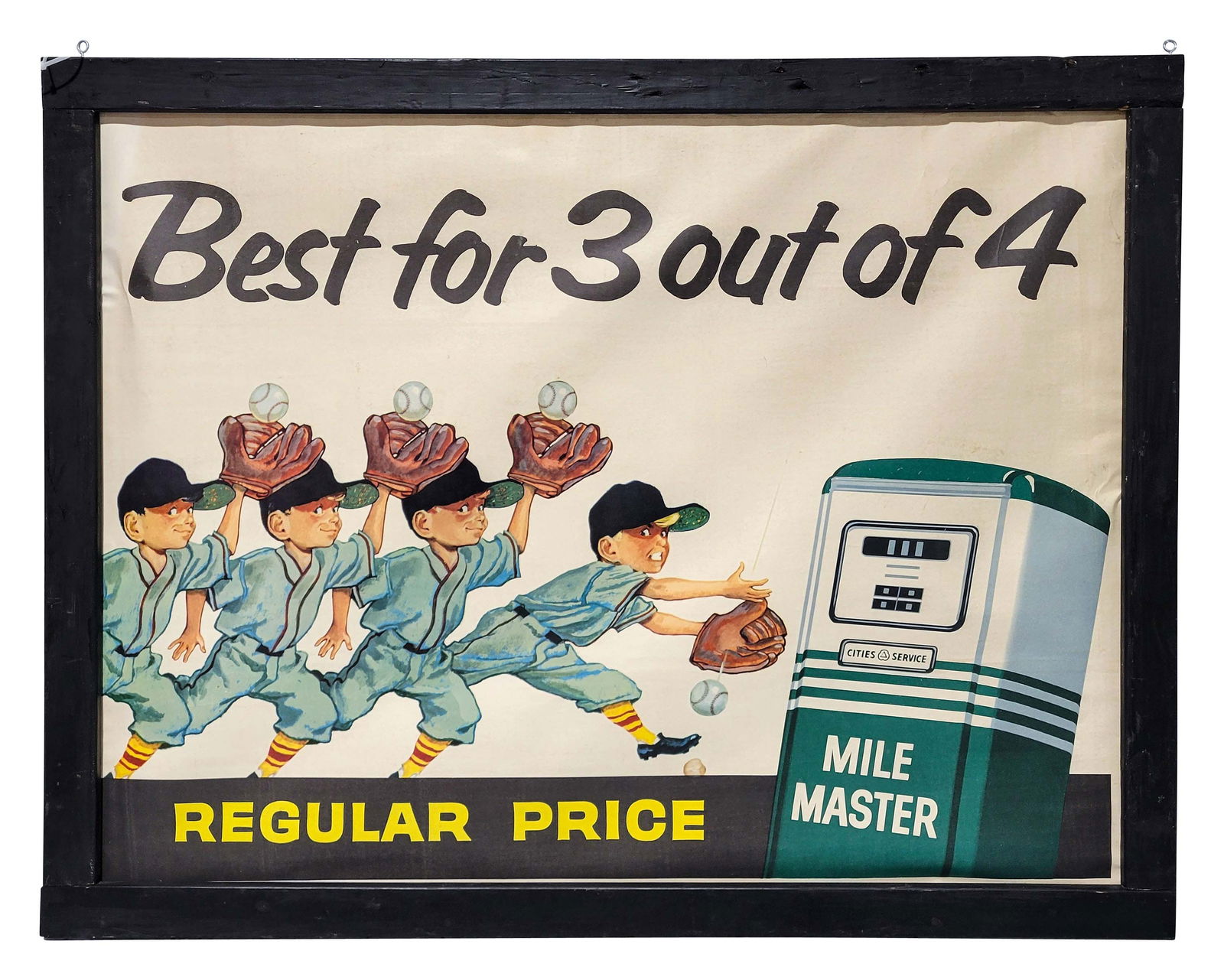 Cities Service Mile Master Gasoline Framed Baseball Poster w/ Pump (1 of 3)
