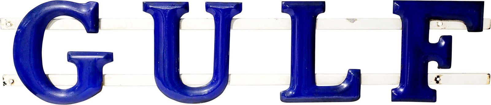 Porcelain Gulf Letters Mounted to Hanging Bracket (1 of 2)