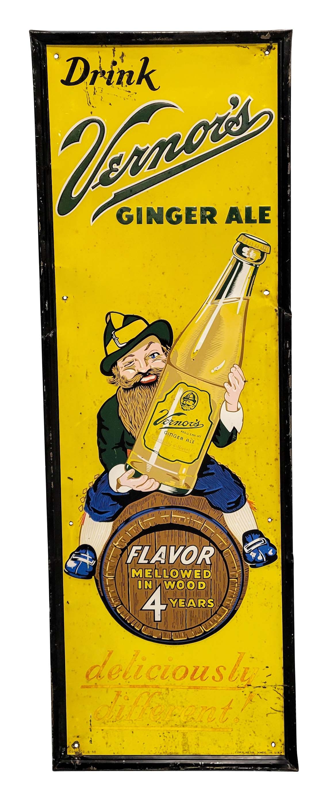 Vernors Ginger Ale Single Sided Embossed Metal Sign (1 of 2)