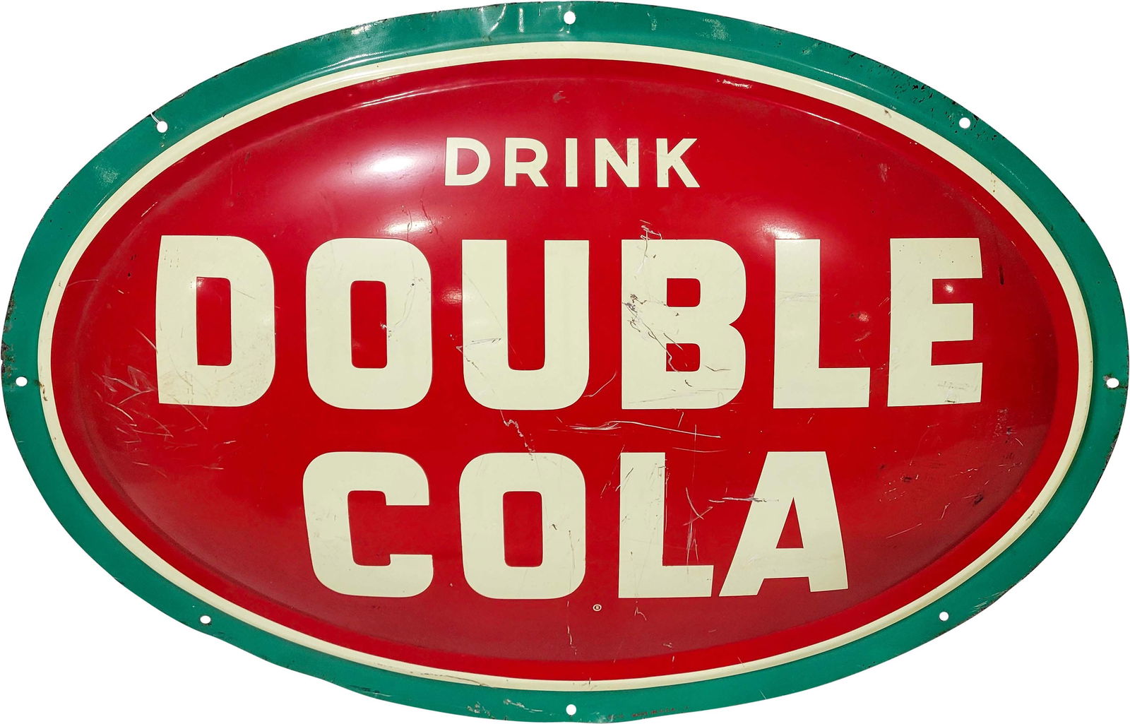 Double Cola Oval Convex Single Sided Tin Sign (1 of 2)