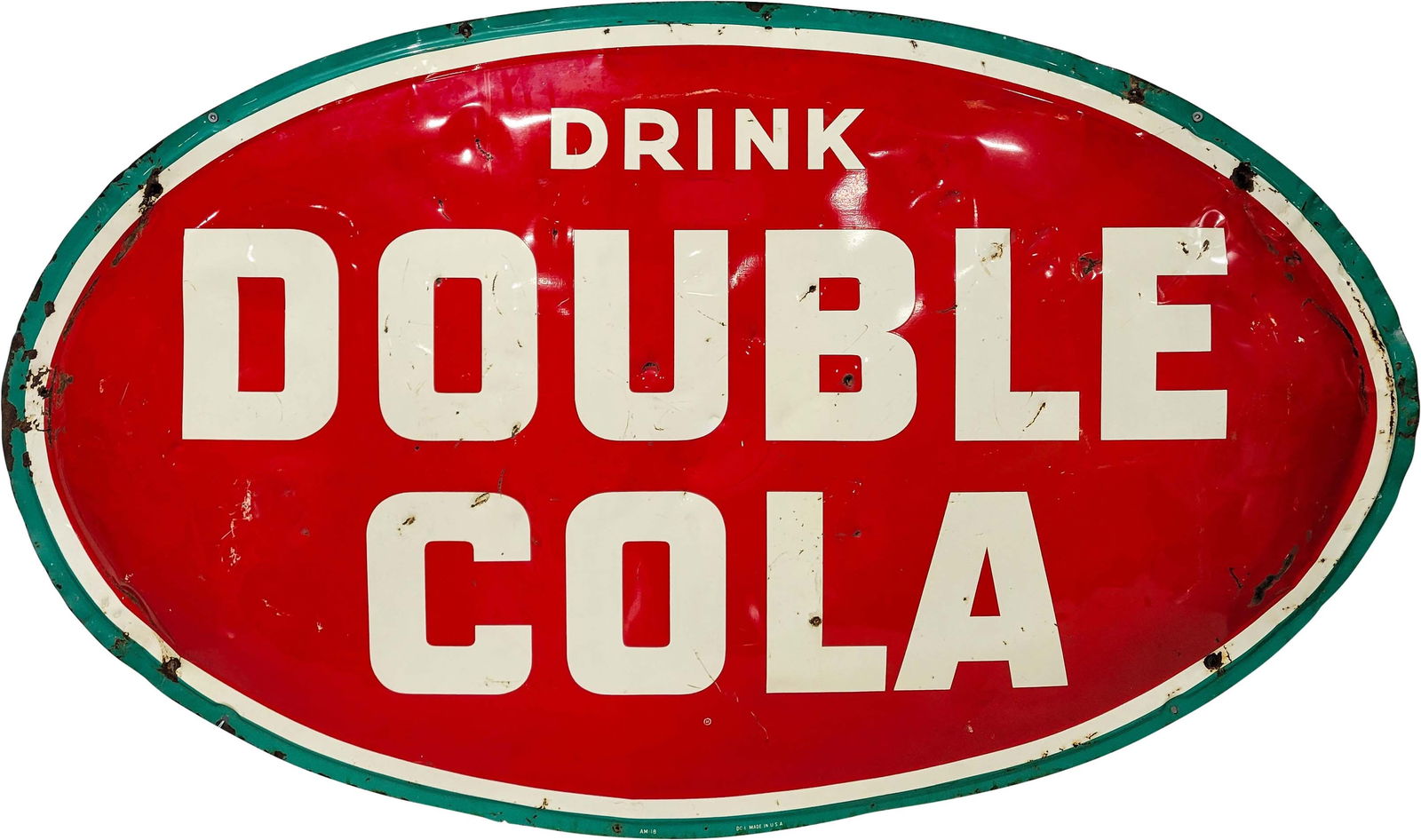 Double Cola Drink Oval Convex Single Sided Metal Sign (1 of 2)