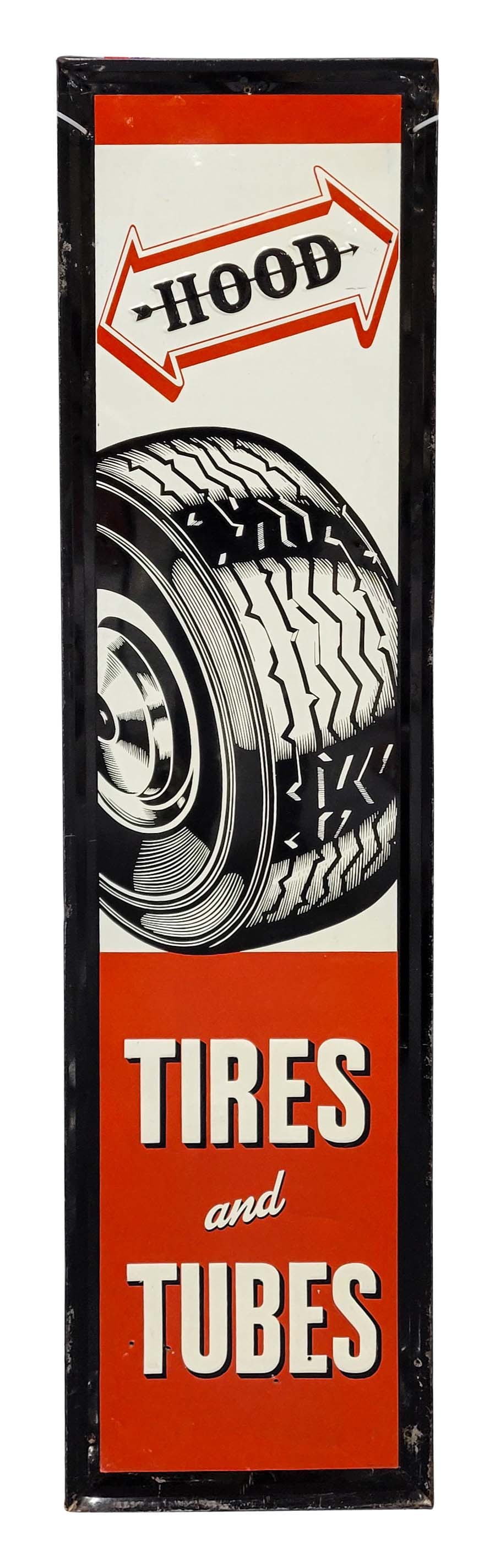 Hood Tires and Tubes Single Sided Embossed Metal Sign (1 of 2)