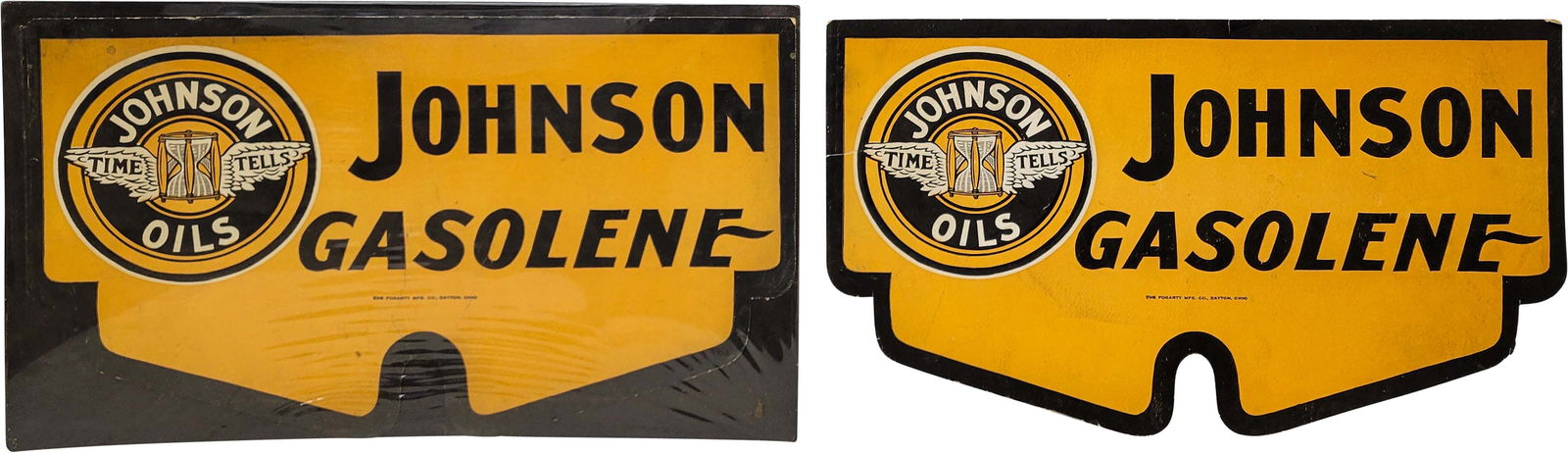 Lot of 2 Johnson Oils Cardboard Winter Fronts w/ Time Tells Logo (1 of 2)