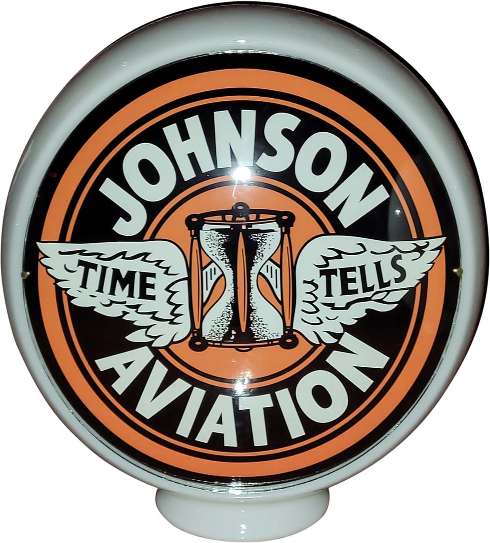 Johnson Aviation Time Tells 13.5" Fantasy Lenses on Wide Milkglass Globe Body (1 of 2)