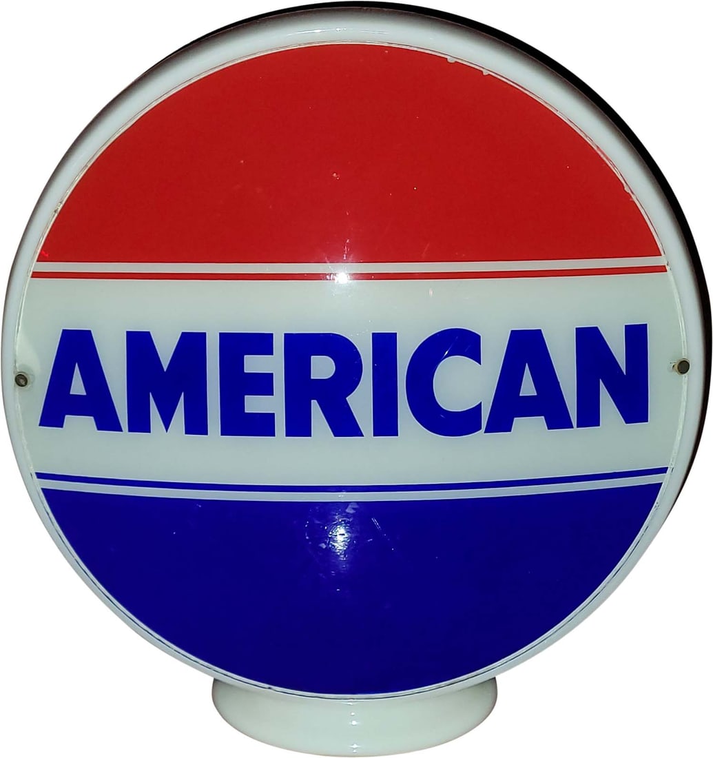 American Gasoline 12.5" Lenses w/ Milkglass Gas Pump Globe Body (1 of 2)
