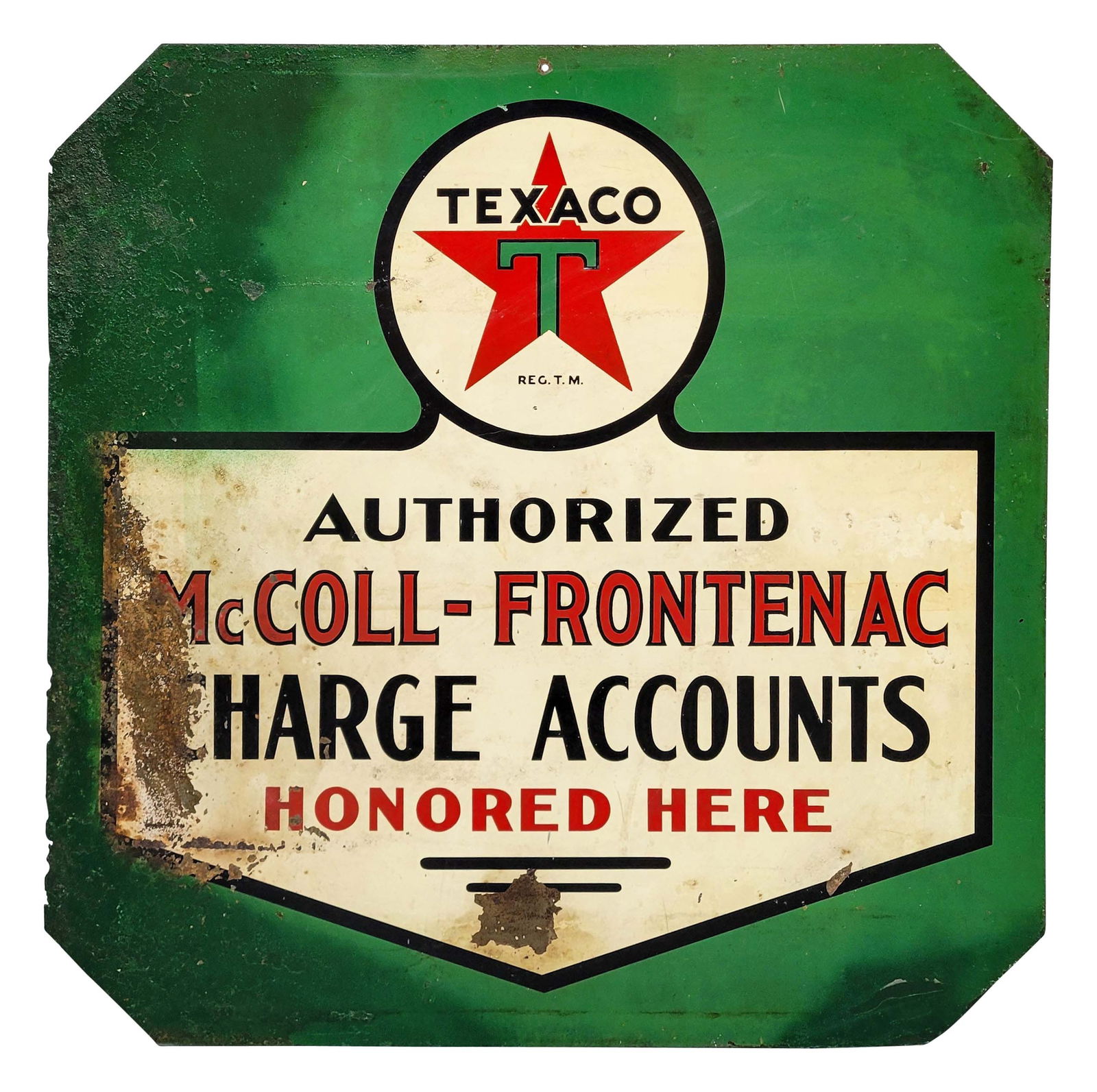 Texaco Authorized McColl Frontenac Charge Accounts Double Sided Metal Sign (1 of 2)