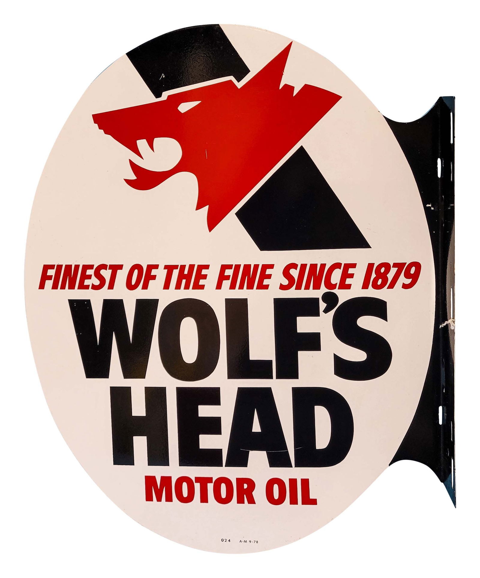 1978 Wolf's Head Motor Oil DST Flange Sign (1 of 2)