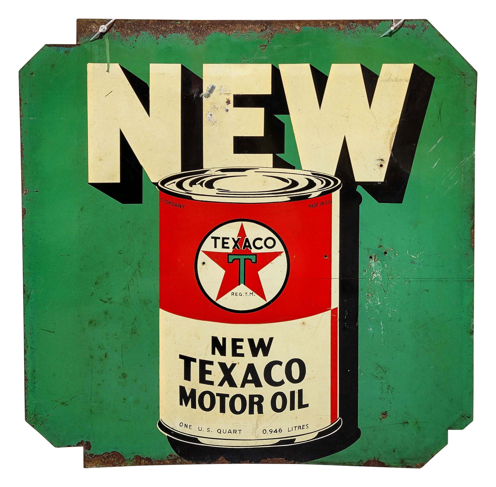 New Texaco Motor Oil Double Sided Metal Sign (1 of 2)