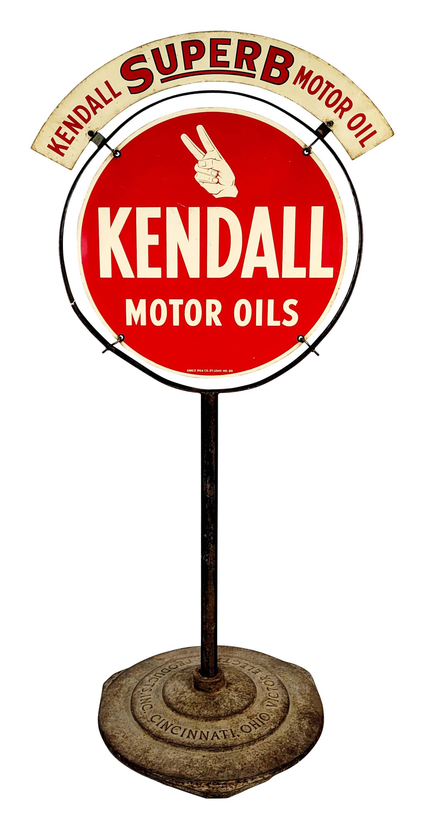 Kendall Motor Oils Double Sided Metal Lollipop Curb Sign (1 of 3)