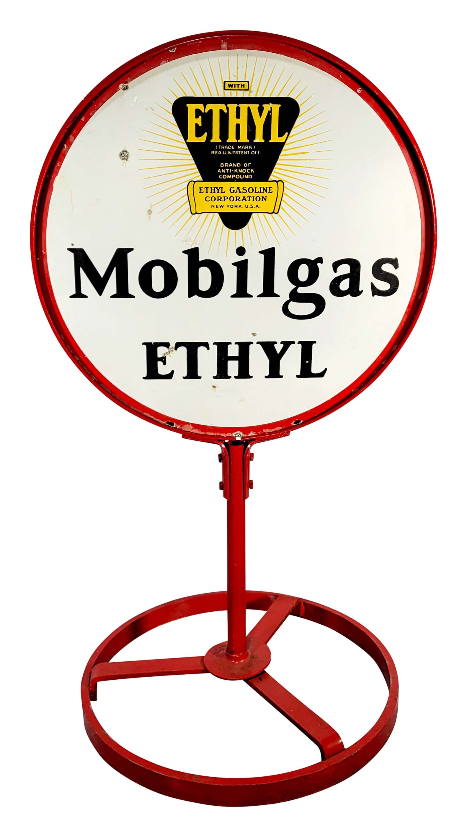 Mobilgas Ethyl Double Sided Porcelain Lollipop Curb Sign (1 of 2)