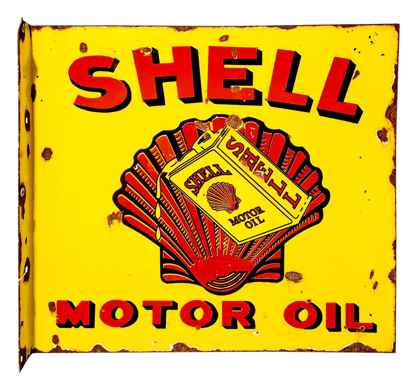 Shell Motor Oil DSP Flange Sign w Logo Age Unknown (1 of 2)
