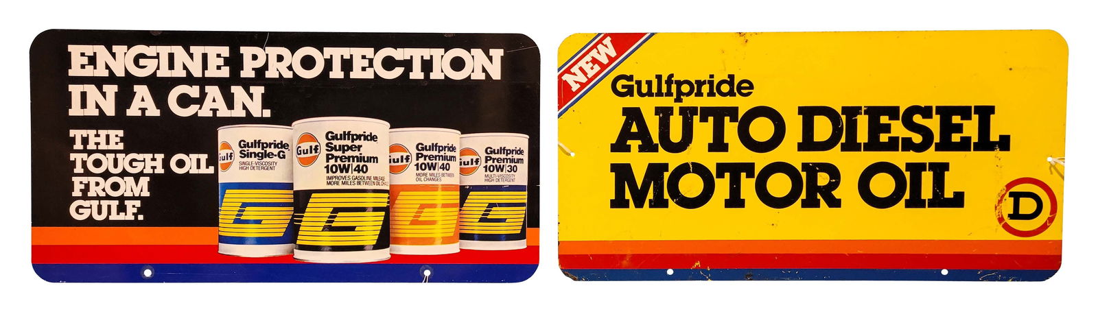 Gulfpride Auto Diesel Motor Oil Single Sided Metal Signs (1 of 2)