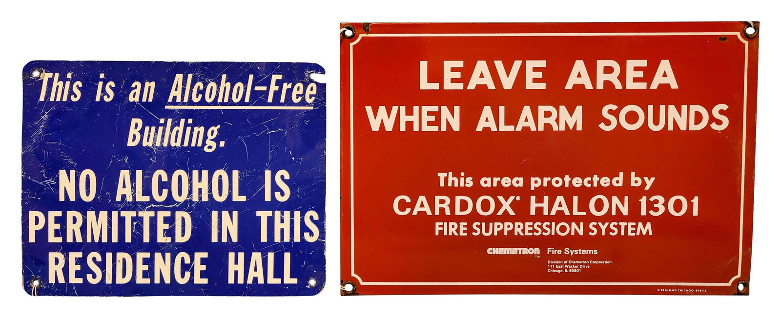 Lot of 2 Signs SSP Fire Alarm Sounds & SST Alcohol Free Building Signs (1 of 2)