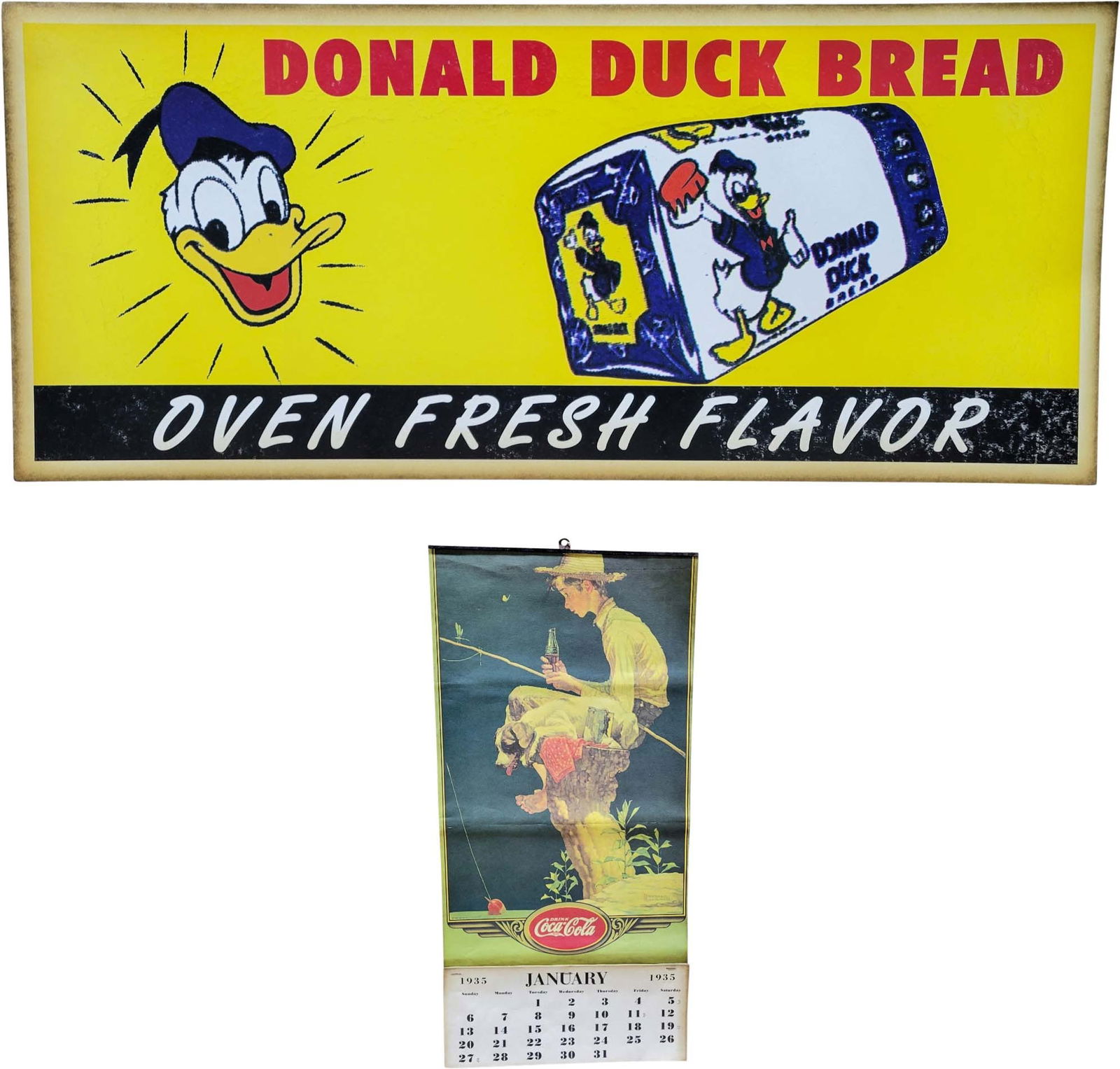 Donald Duck Bread and 1935 Reproduction Coca Cola Calendar (1 of 2)