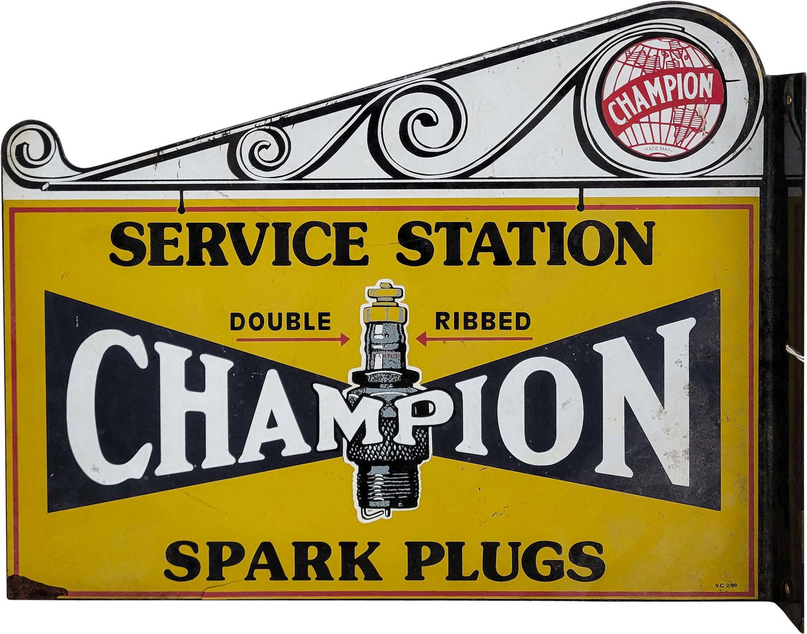 Champion Spark Plugs "Service Station" Double Sided Metal Flange Reproduction Sign (1 of 2)