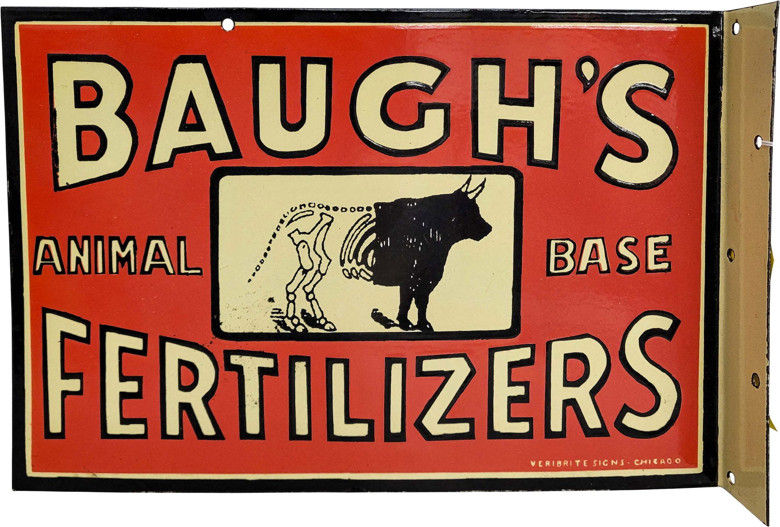 Baugh's Animal Base Fertilizers Reproduction Porcelain Flange Sign (1 of 2)