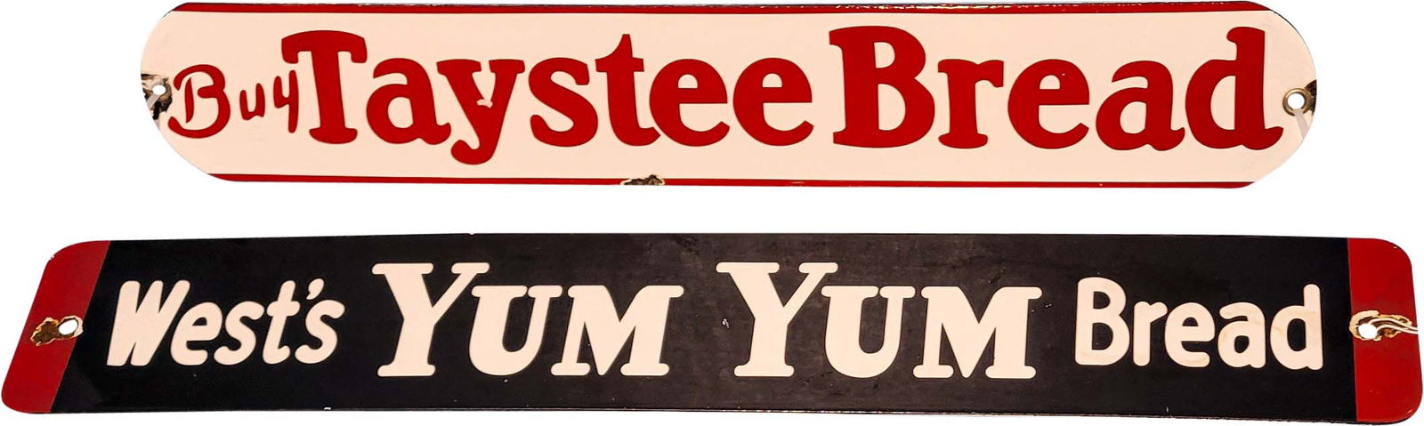 Lot of 2 SSP Signs Yum Yum & Taystee Bread AGE UNKNOWN (1 of 2)
