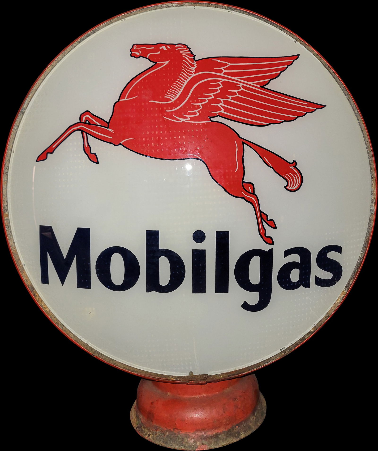 Mobilgas Gasoline 15" Complete Gas Pump Globe w/ HP Metal Body (1 of 4)