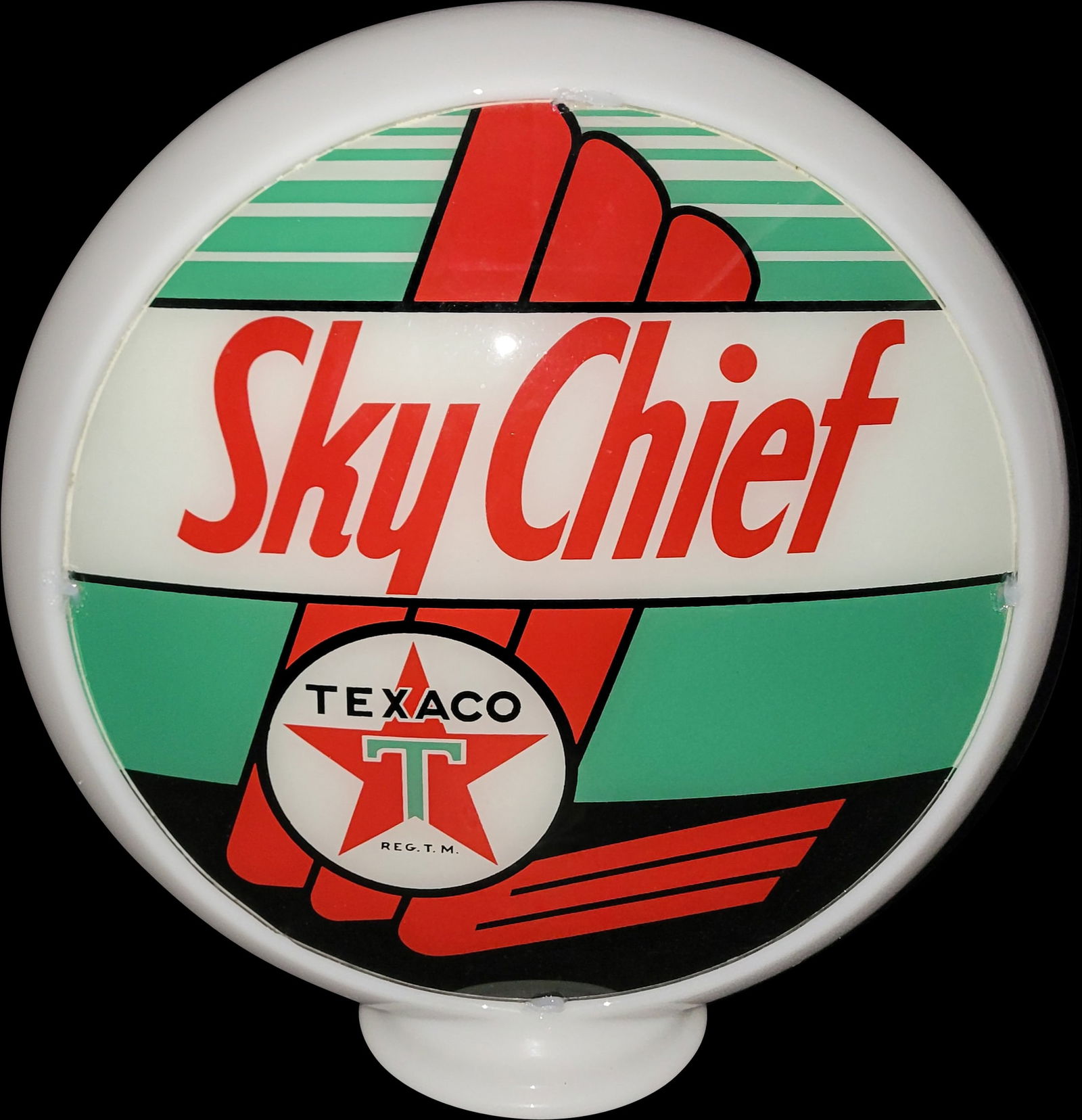 Sky Chief Gasoline 13.5" Complete Gas Pump Globe Lens w/ Milk Glass Body (1 of 2)