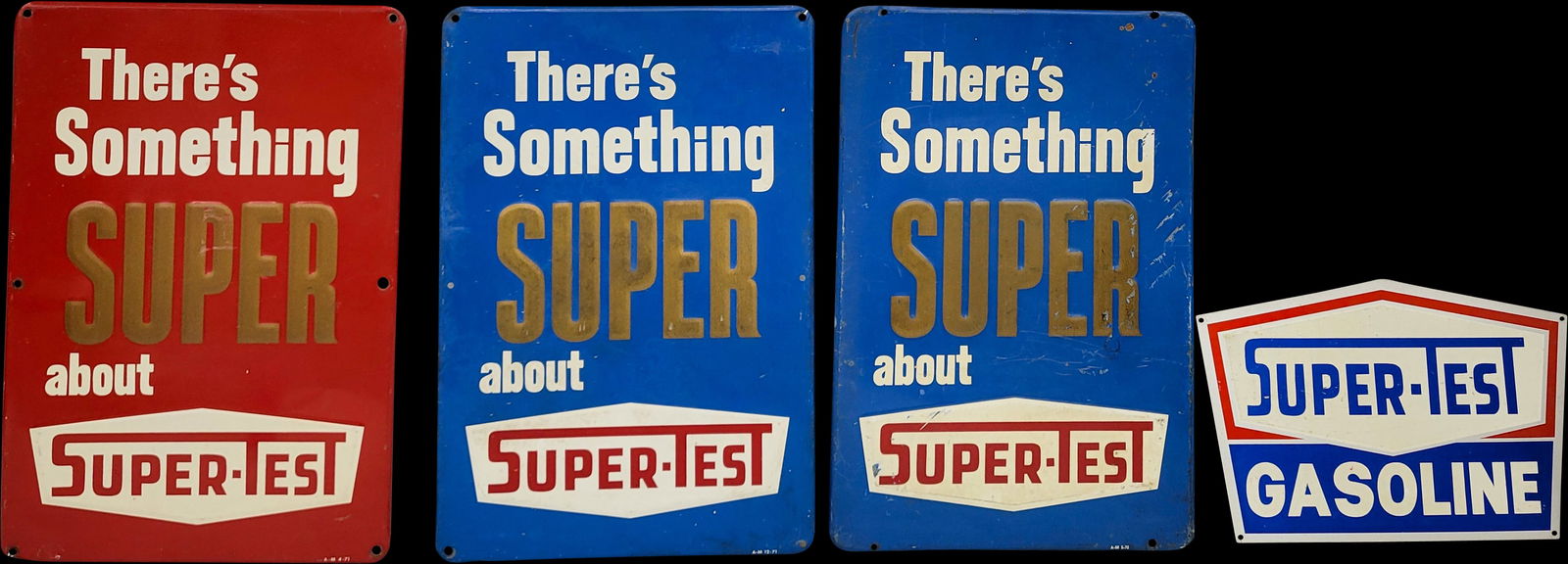 Lot of 4 Super-Test Pump Plate Signs (1 of 3)