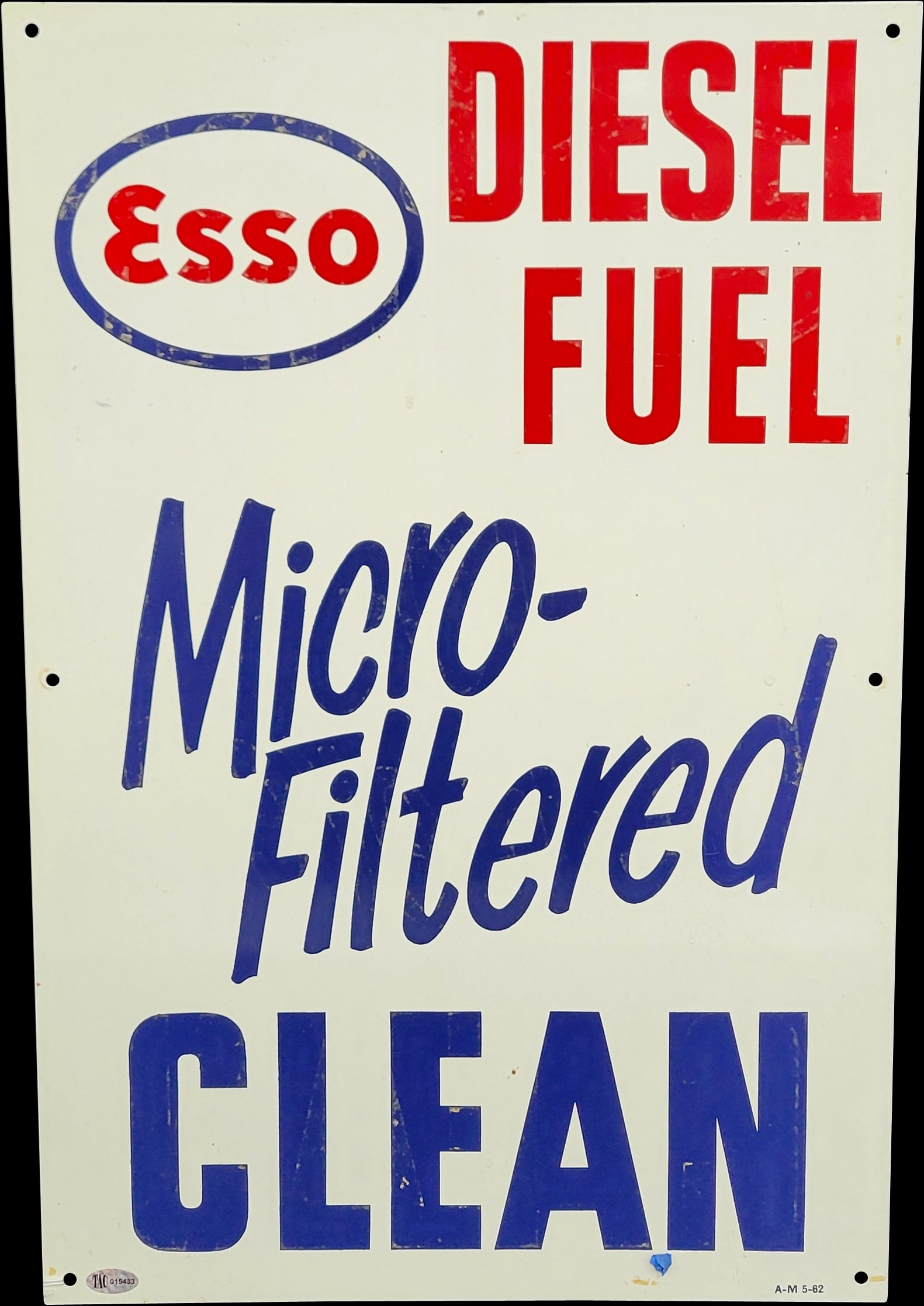 Esso Diesel Fuel Micro-Filtered Clean Single Sided Tin Sign TAC (1 of 3)