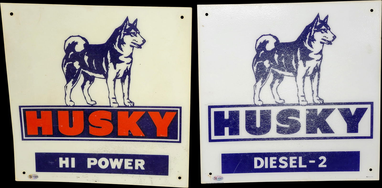 Lot of 2 Plastic Husky Signs TAC (1 of 4)