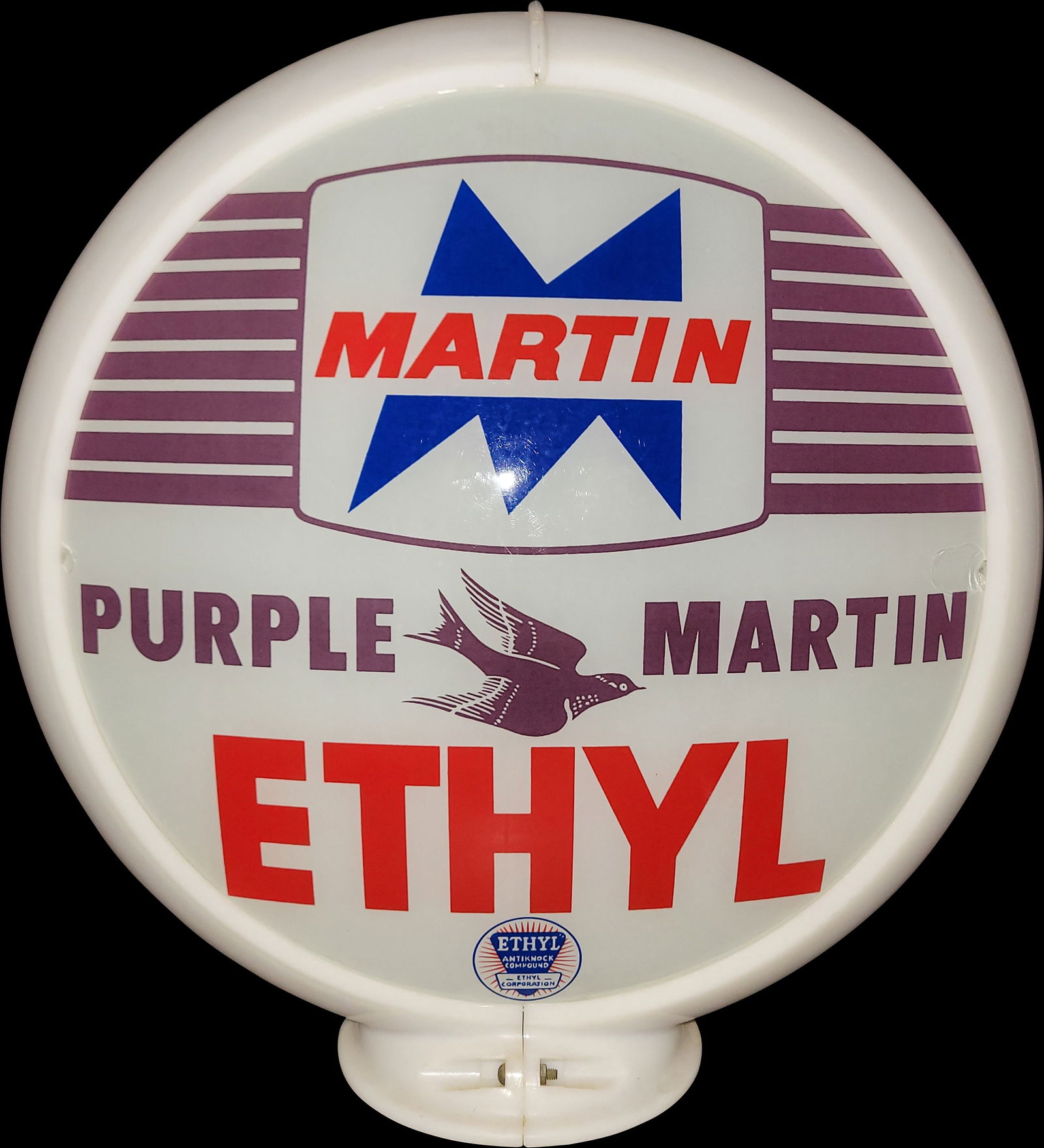Purple Martin Ethyl Gasoline 13.5" Complete Gas Pump Globe w/ Capco Body (1 of 2)