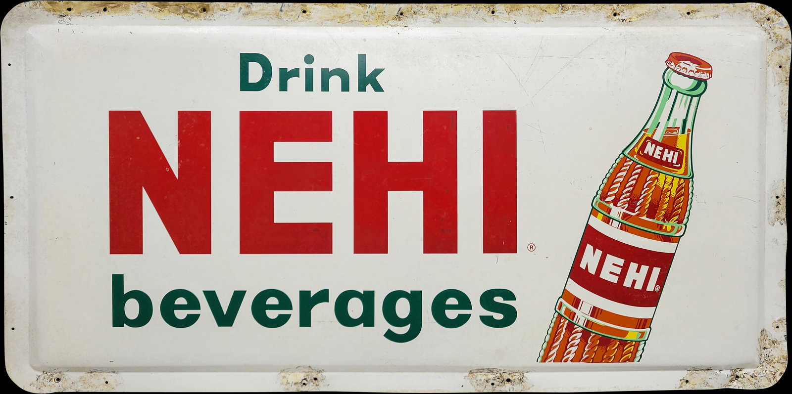 Large Drink Nehi Beverages Single Sided Metal Sign (1 of 2)
