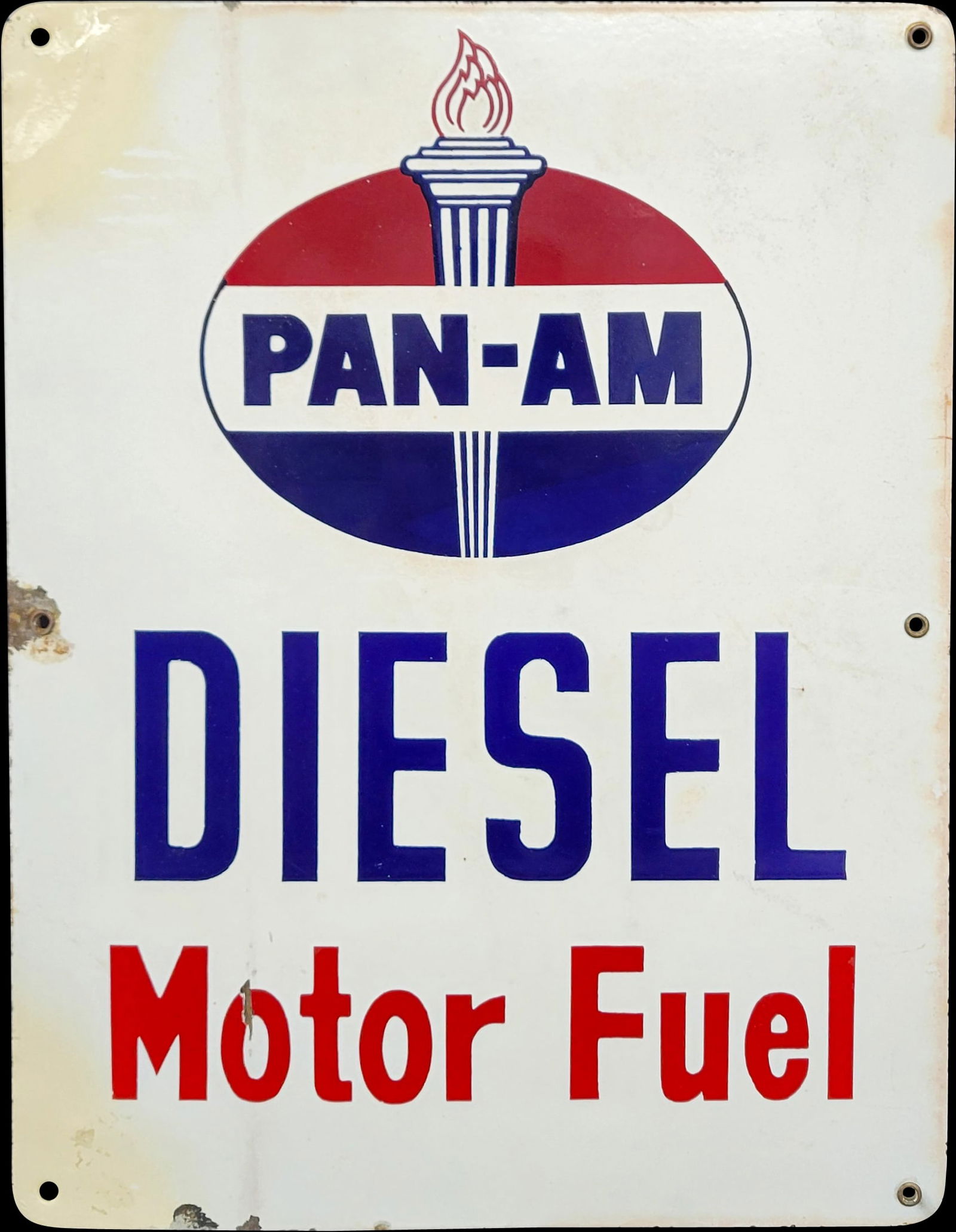Pan-Am Diesel Motor Fuel Porcelain Pump Plate Sign (1 of 2)