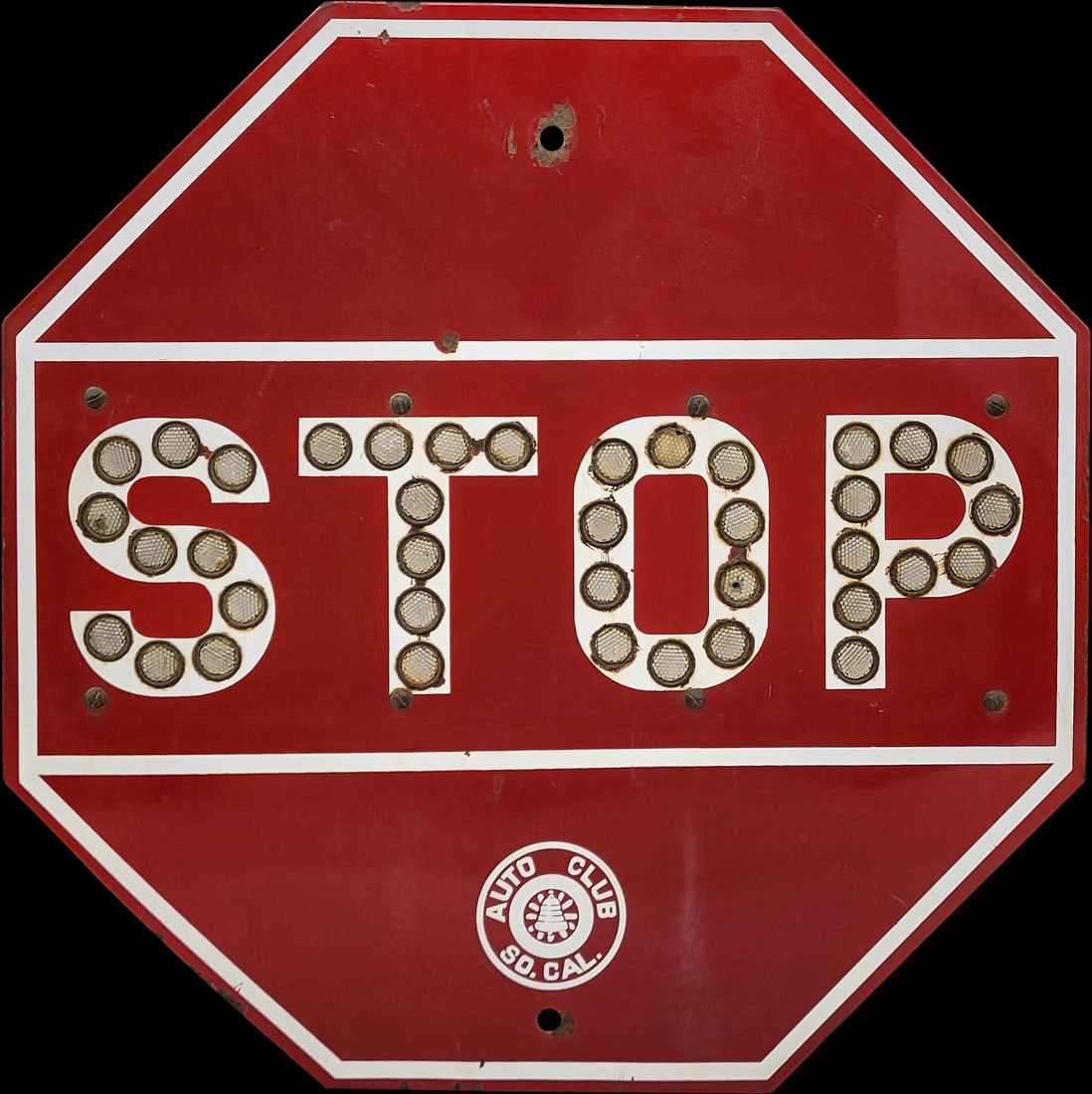 Southern California Auto Club Jeweled Cat Eye Porcelain STOP Sign (1 of 3)
