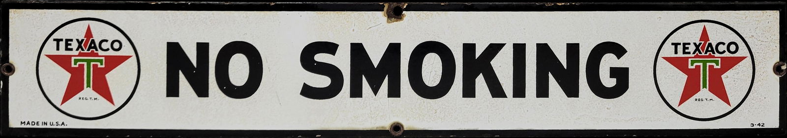 Texaco No Smoking Single Sided Porcelain Sign (1 of 2)