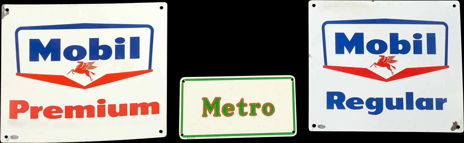Lot of 3 Mobil Pump Plate Signs TAC (1 of 3)