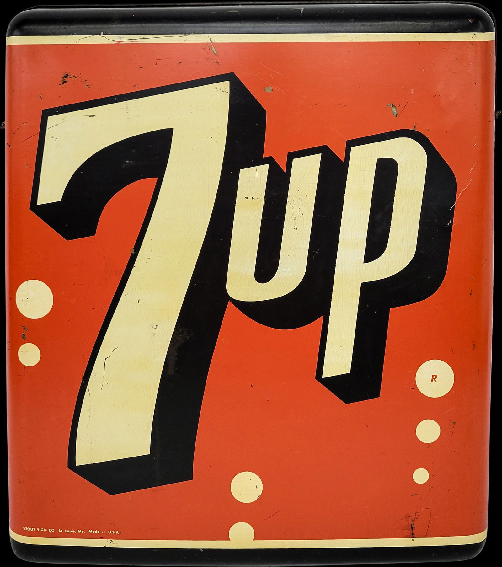7UP Single Sided Metal Convex Dome Sign (1 of 2)