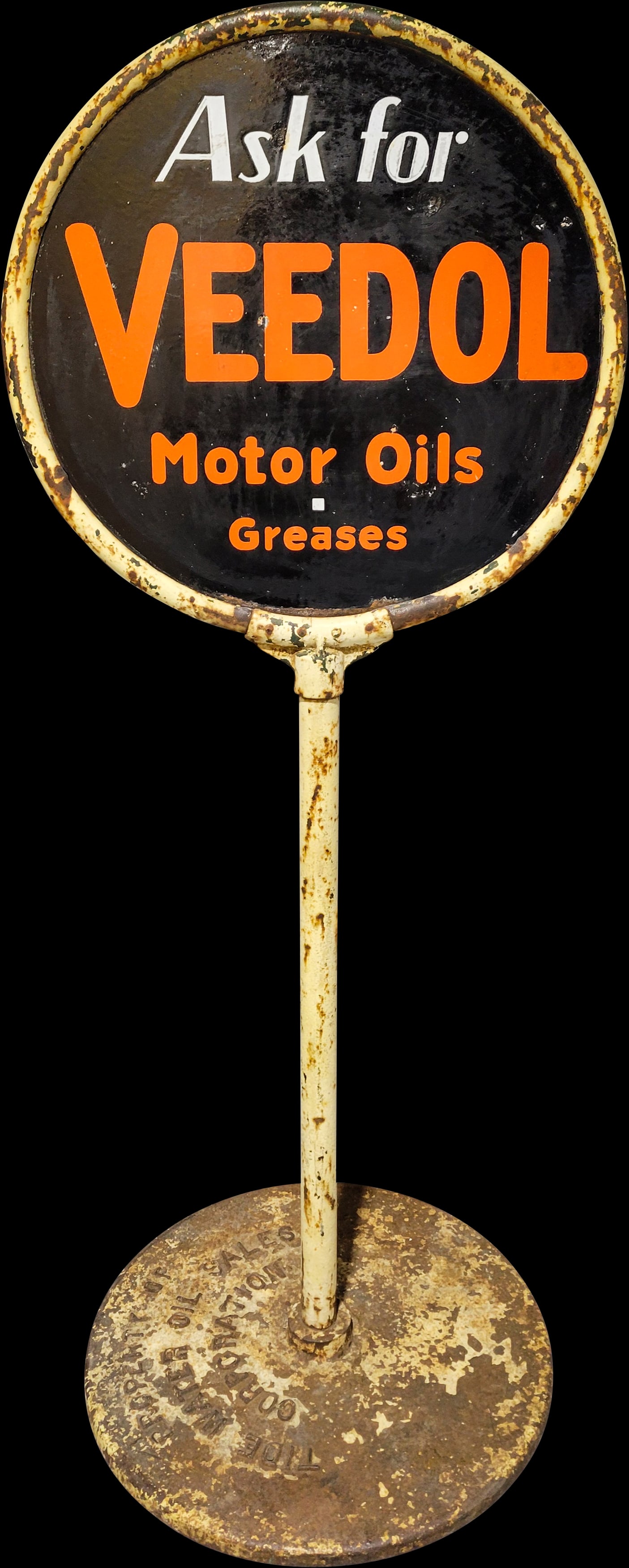 Veedol Motor Oils Greases Porcelain Lollipop Curb Sign (1 of 3)