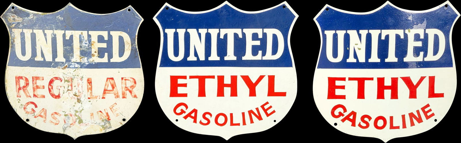Lot of 3 United Gasoline Shield Signs TAC (1 of 3)