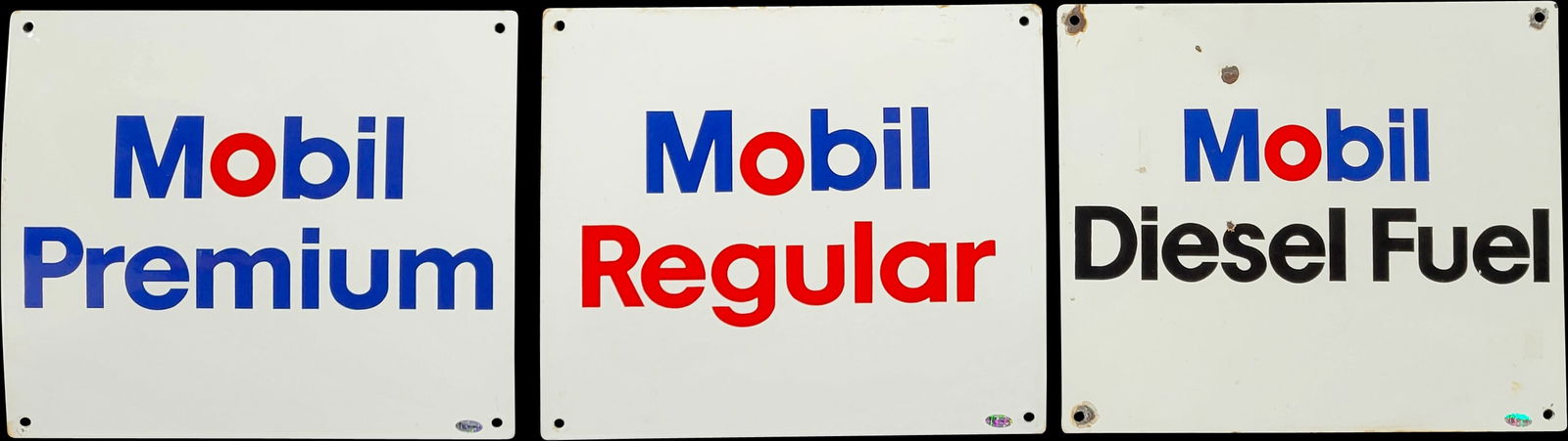 Lot of 3 Mobil Porcelain Pump Plate Signs TAC (1 of 3)
