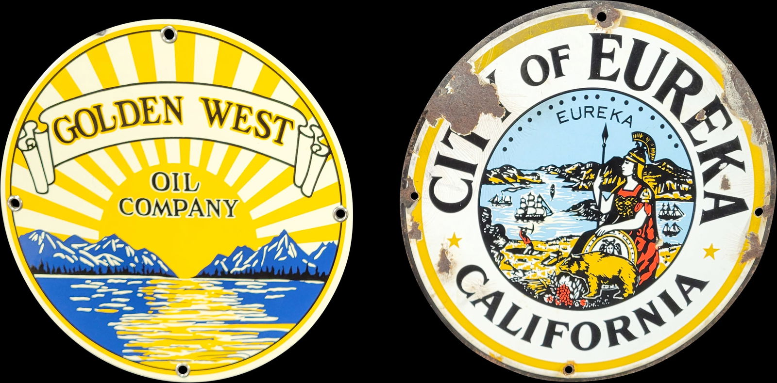 City of Eureka California SSP Truck Sign and Golden West Oil Company Sign (1 of 2)