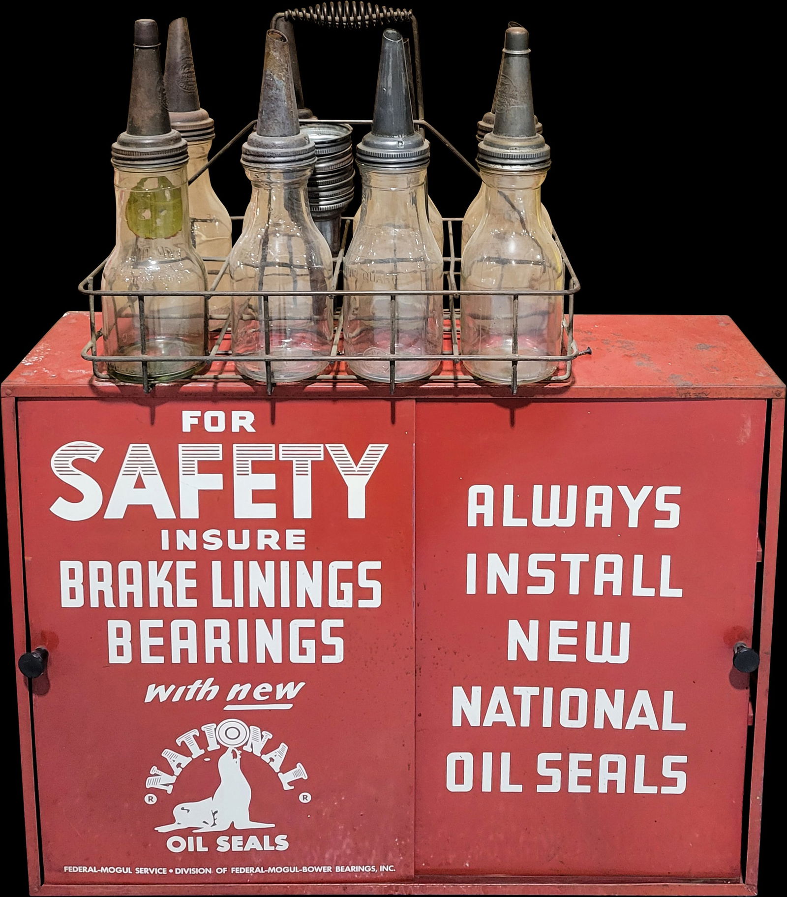 National Oil Seals Automotive Parts Cabinet and Oil Bottles (1 of 2)
