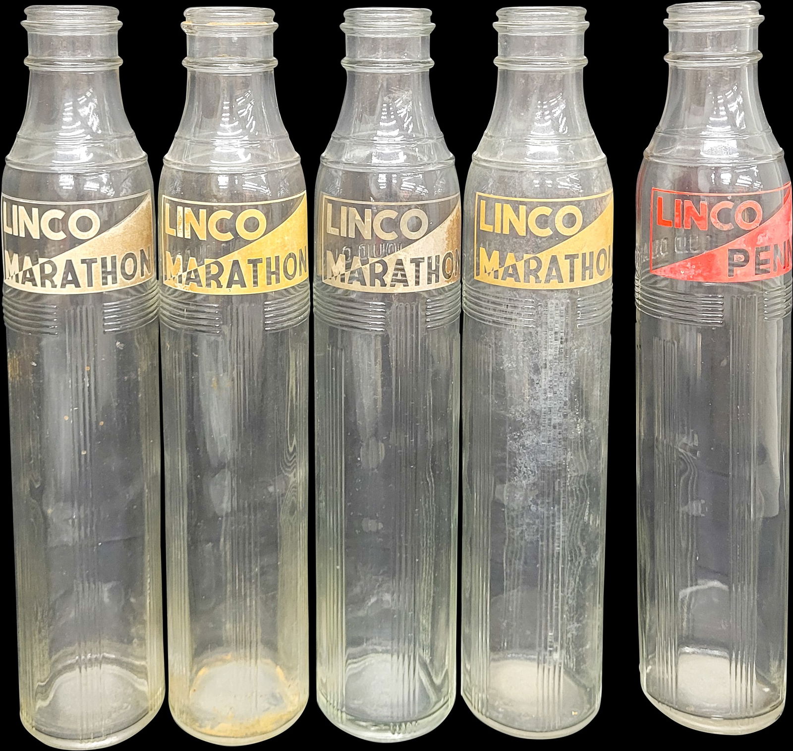 Lot of 5 Linco Marathon One Quart Oil Bottles (1 of 1)