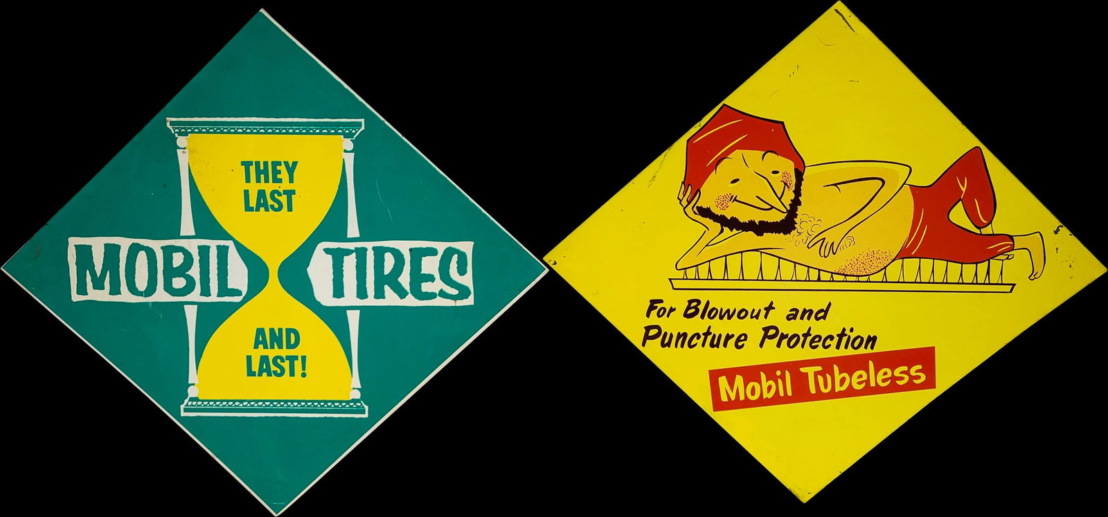 Mobil Tires Double Sided Tin  Signs (1 of 2)