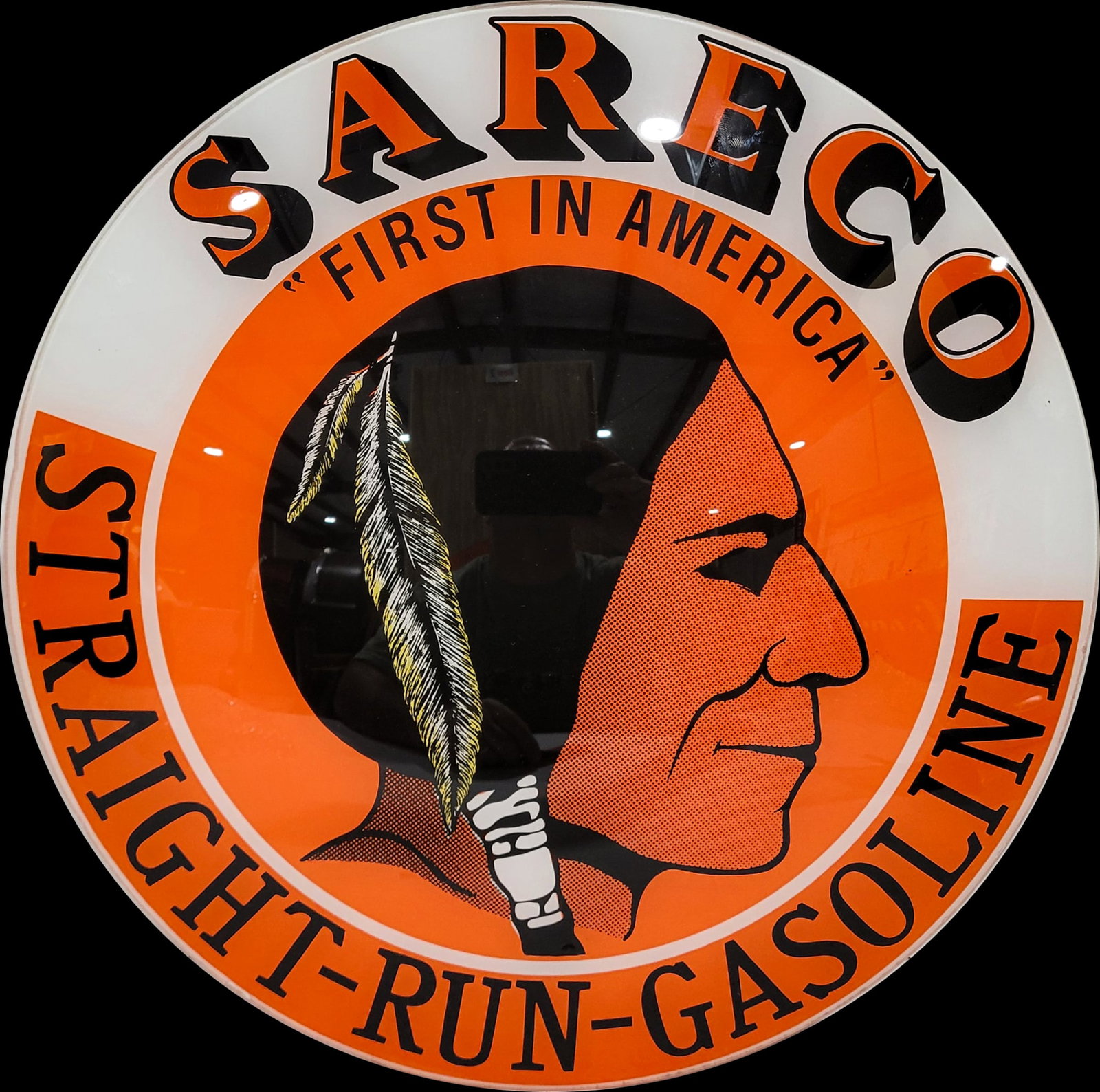 Sareco Straight - Run - Gasoline 15" Globe Lense: 15" Fantasy glass globe lense in excellent condition with bright color and shine. >>>>>>>>> PLEASE NOTE, THERE IS ONLY ONE WAY TO PAY FOR ONLINE ITEMS IN THIS AUCTION WHICH IS THROUGH LIVE AUCTIONEERS