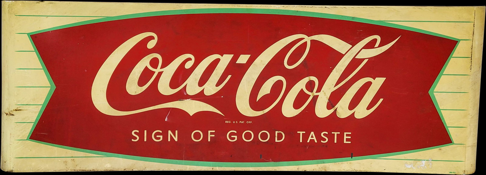 Coca Cola Sign Of Good Taste Fishtail Metal Sled Sign (1 of 2)