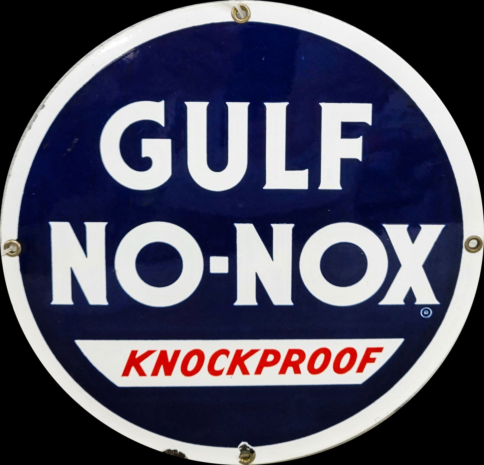 Gulf No-Nox Knockproof Porcelain Pump Plate Sign (1 of 2)