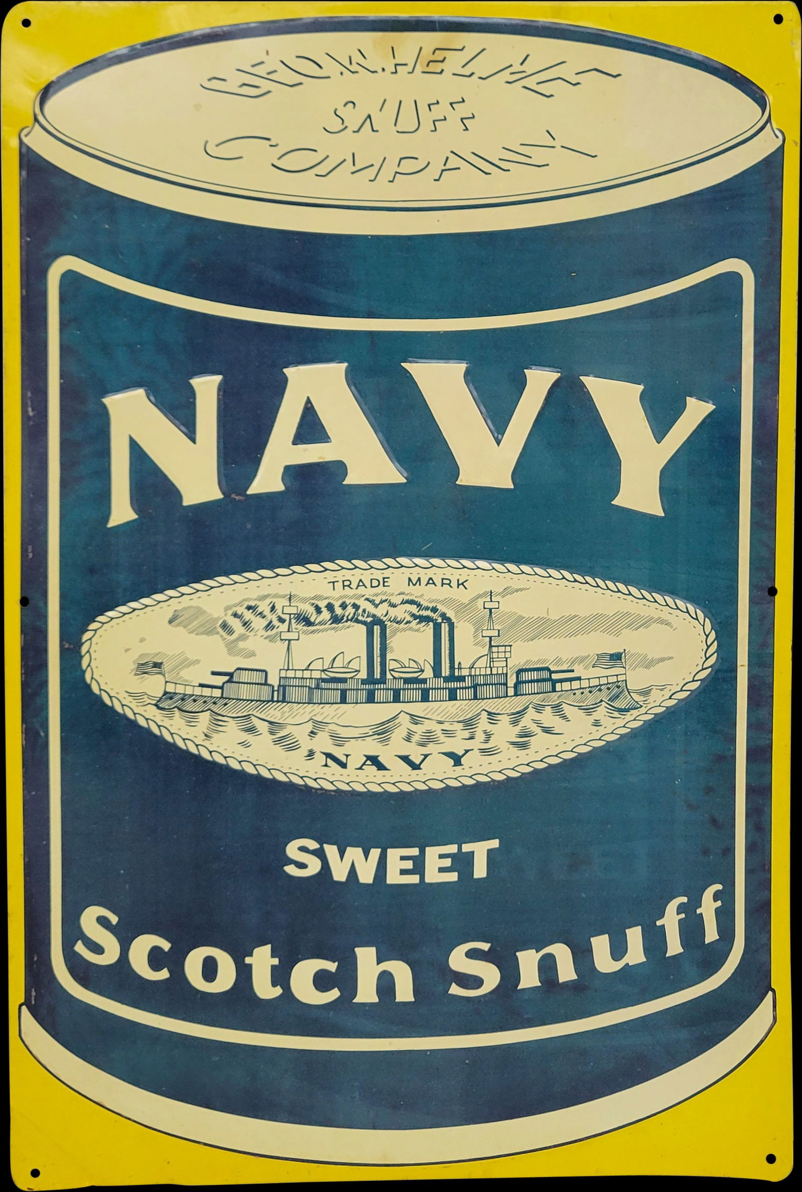 Navy Snuff Embossed Single Sided Tin Sign NOS (1 of 4)