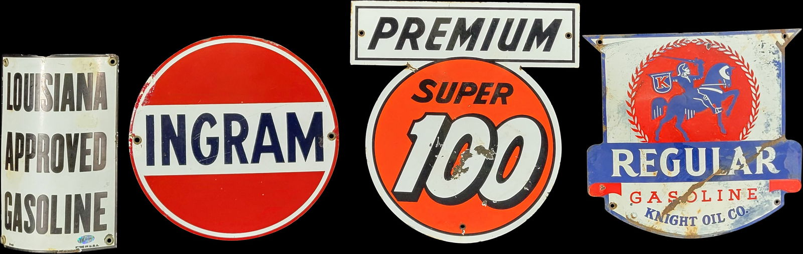 Lot of 4 Porcelain Gasoline Pump Plate Signs TAC (1 of 3)